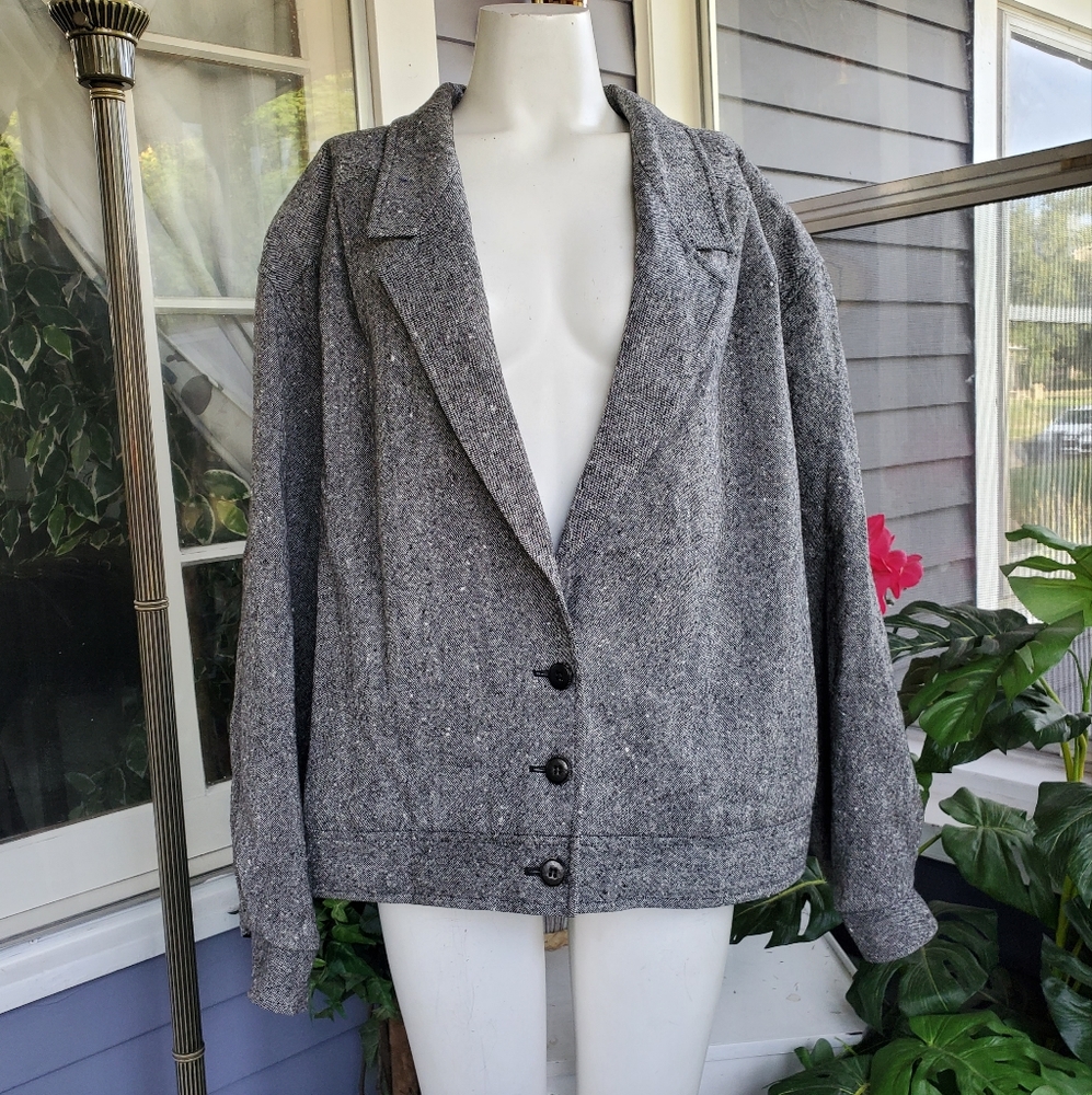 Pendleton Vintage Virgin Wool Tweed Bomber Jacket Size 20W